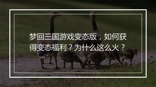 梦回三国游戏变态版,如何获得变态福利?为什么这么火?