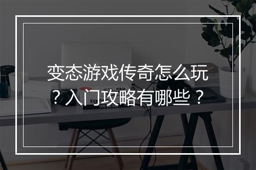 变态游戏传奇怎么玩？入门攻略有哪些？