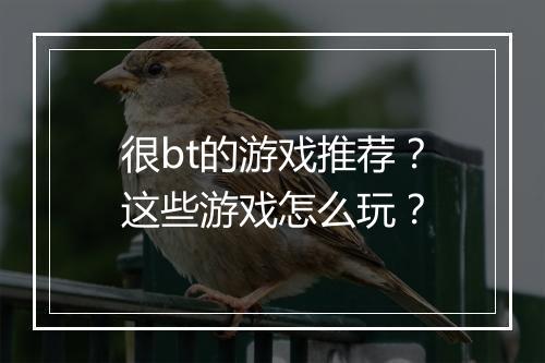 很bt的游戏推荐？这些游戏怎么玩？