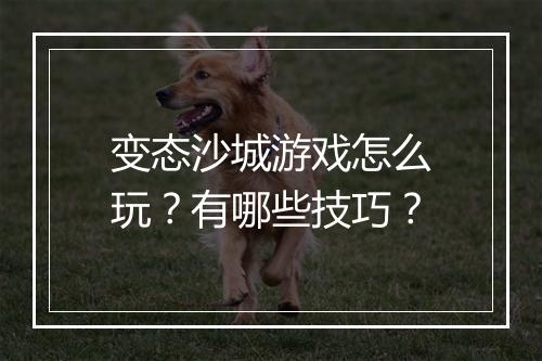 变态沙城游戏怎么玩?有哪些技巧?