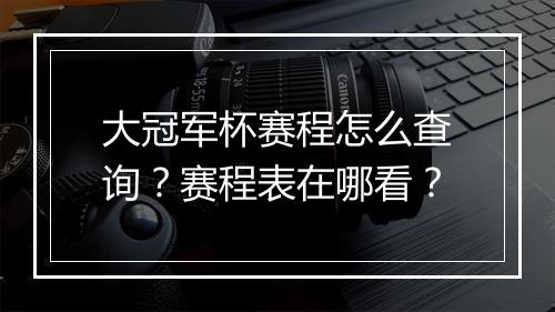 大冠军杯赛程怎么查询?赛程表在哪看?