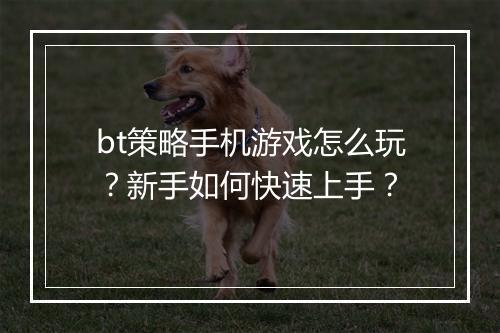 bt策略手机游戏怎么玩？新手如何快速上手？