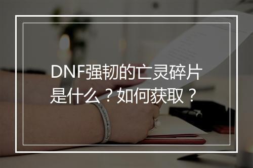 DNF强韧的亡灵碎片是什么?如何获取?