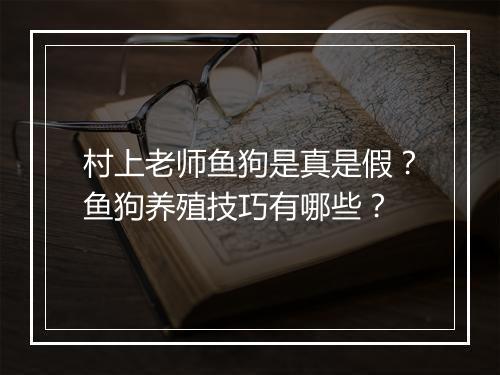 村上老师鱼狗是真是假？鱼狗养殖技巧有哪些？
