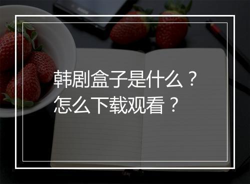 韩剧盒子是什么？怎么下载观看？