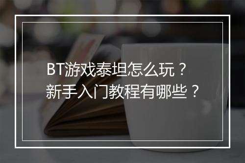 BT游戏泰坦怎么玩？新手入门教程有哪些？