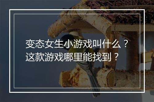 变态女生小游戏叫什么？这款游戏哪里能找到？