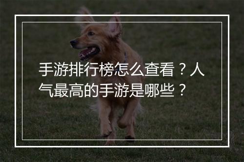 手游排行榜怎么查看？人气最高的手游是哪些？