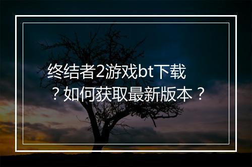 终结者2游戏bt下载?如何获取最新版本?