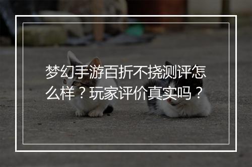 梦幻手游百折不挠测评怎么样？玩家评价真实吗？