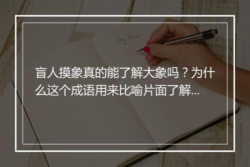 盲人摸象真的能了解大象吗？为什么这个成语用来比喻片面了解？