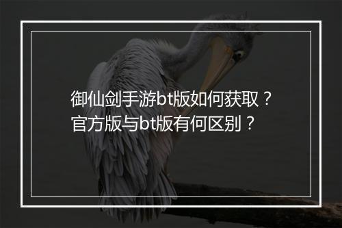 御仙剑手游bt版如何获取?官方版与bt版有何区别?