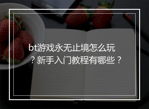bt游戏永无止境怎么玩？新手入门教程有哪些？