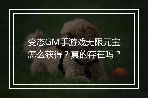 变态GM手游戏无限元宝怎么获得?真的存在吗?