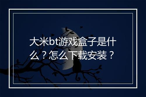 大米bt游戏盒子是什么？怎么下载安装？