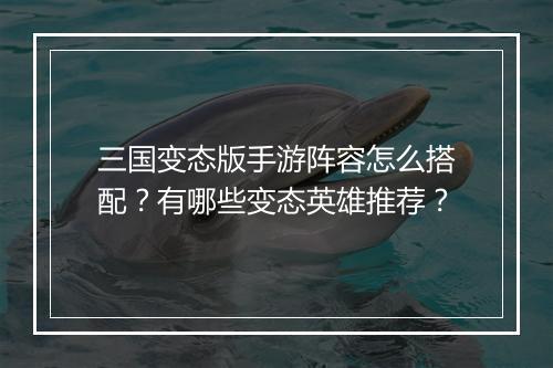 三国变态版手游阵容怎么搭配？有哪些变态英雄推荐？
