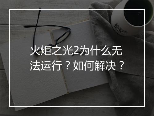 火炬之光2为什么无法运行？如何解决？
