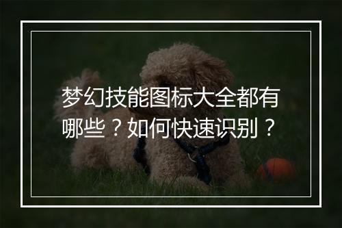 梦幻技能图标大全都有哪些？如何快速识别？
