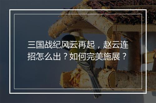 三国战纪风云再起，赵云连招怎么出？如何完美施展？