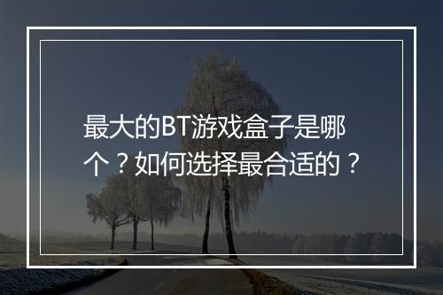最大的BT游戏盒子是哪个？如何选择最合适的？