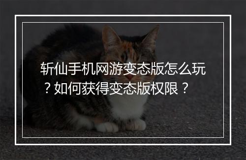 斩仙手机网游变态版怎么玩?如何获得变态版权限?