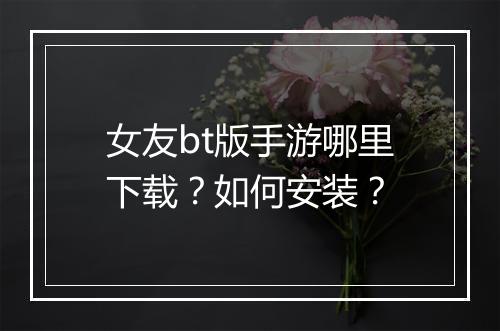 女友bt版手游哪里下载?如何安装?