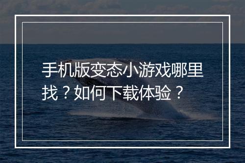手机版变态小游戏哪里找？如何下载体验？