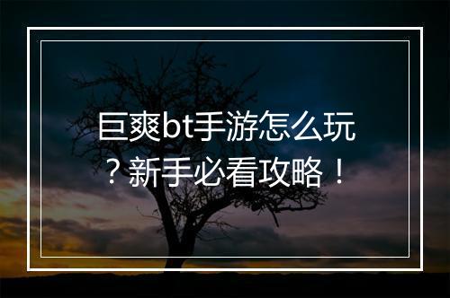 巨爽bt手游怎么玩?新手必看攻略!