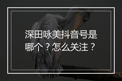 深田咏美抖音号是哪个?怎么关注?