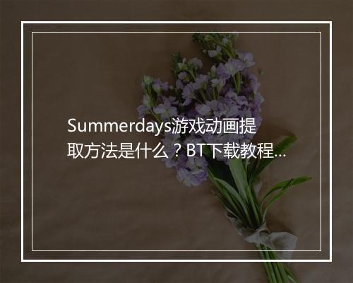 Summerdays游戏动画提取方法是什么?BT下载教程在哪找?