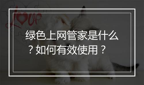 绿色上网管家是什么？如何有效使用？