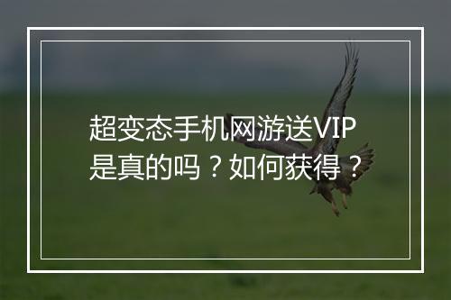 超变态手机网游送VIP是真的吗？如何获得？
