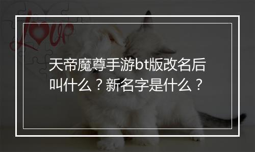 天帝魔尊手游bt版改名后叫什么？新名字是什么？