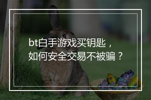 bt白手游戏买钥匙，如何安全交易不被骗？