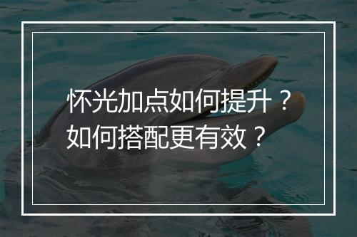 怀光加点如何提升？如何搭配更有效？