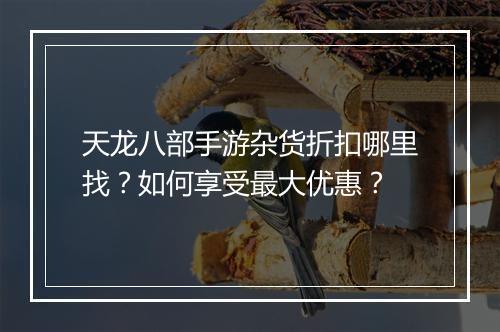 天龙八部手游杂货折扣哪里找？如何享受最大优惠？