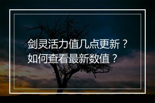 剑灵活力值几点更新？如何查看最新数值？