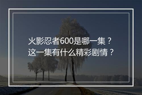 火影忍者600是哪一集？这一集有什么精彩剧情？