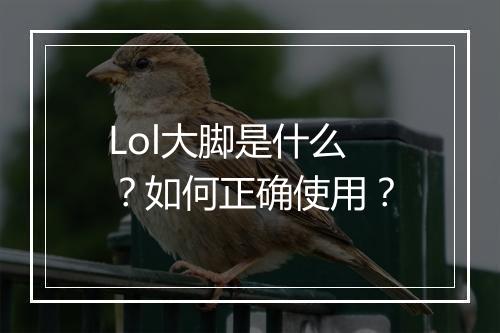 Lol大脚是什么？如何正确使用？