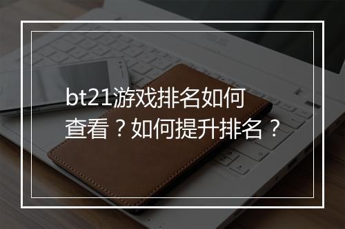 bt21游戏排名如何查看？如何提升排名？