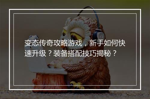 变态传奇攻略游戏,新手如何快速升级?装备搭配技巧揭秘?