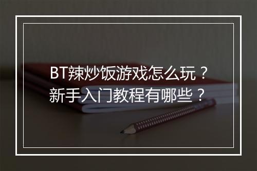 BT辣炒饭游戏怎么玩？新手入门教程有哪些？