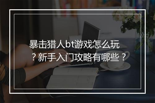 暴击猎人bt游戏怎么玩？新手入门攻略有哪些？