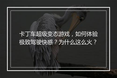 卡丁车超级变态游戏，如何体验极致驾驶快感？为什么这么火？