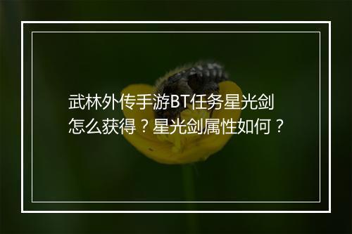 武林外传手游BT任务星光剑怎么获得?星光剑属性如何?