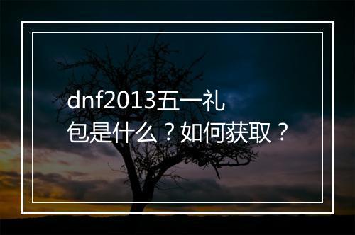 dnf2013五一礼包是什么?如何获取?