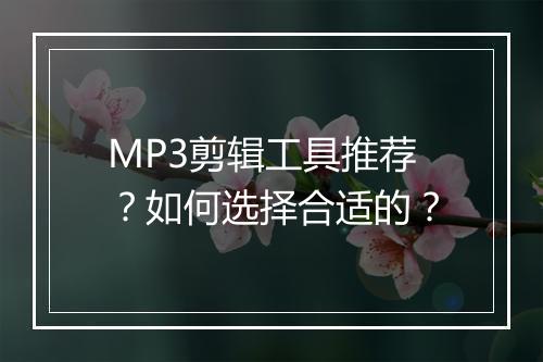 MP3剪辑工具推荐?如何选择合适的?
