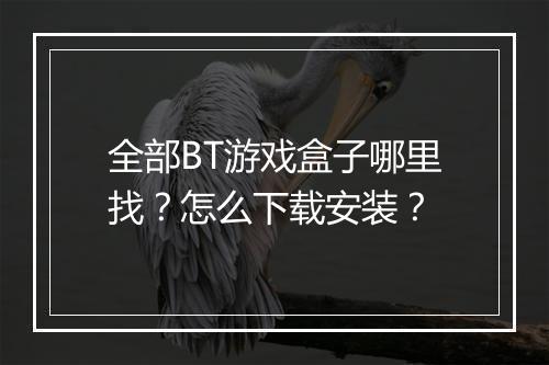 全部BT游戏盒子哪里找?怎么下载安装?