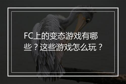 FC上的变态游戏有哪些?这些游戏怎么玩?
