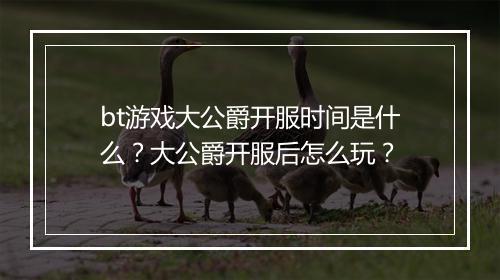 bt游戏大公爵开服时间是什么?大公爵开服后怎么玩?